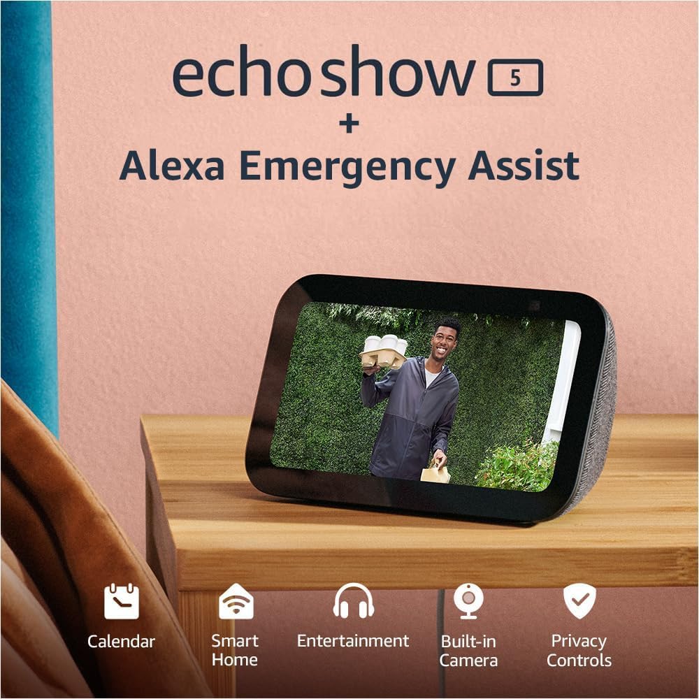 Amazon Echo Show 5 (newest model), Smart display, Designed for Alexa+, 2x the bass and clearer sound, Charcoal