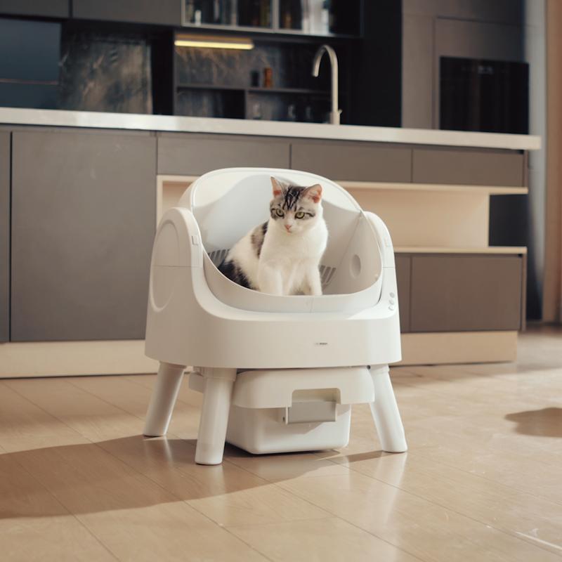 Open-Top Self-Cleaning Cat Litter Box | Odor-Free, Ultra Quiet, Safe for Cats | US Stock