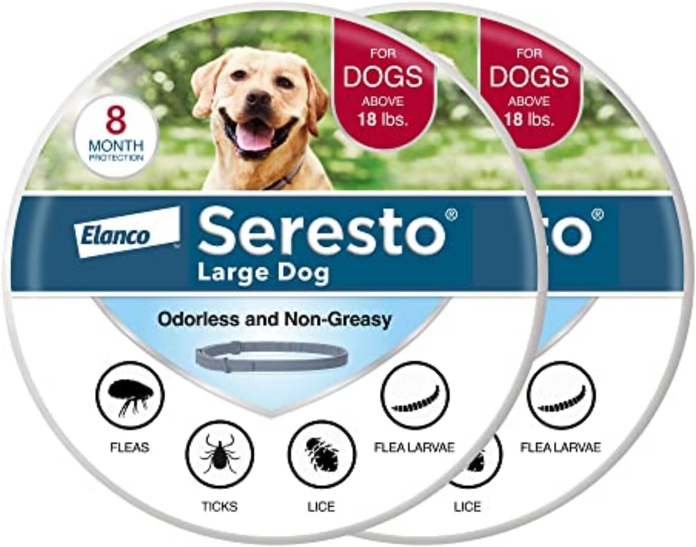 Seresto Flea & Tick Collar For Dogs Over 18 lbs., Treatment & Prevention, Vet-Recommend, 8 Month Protection